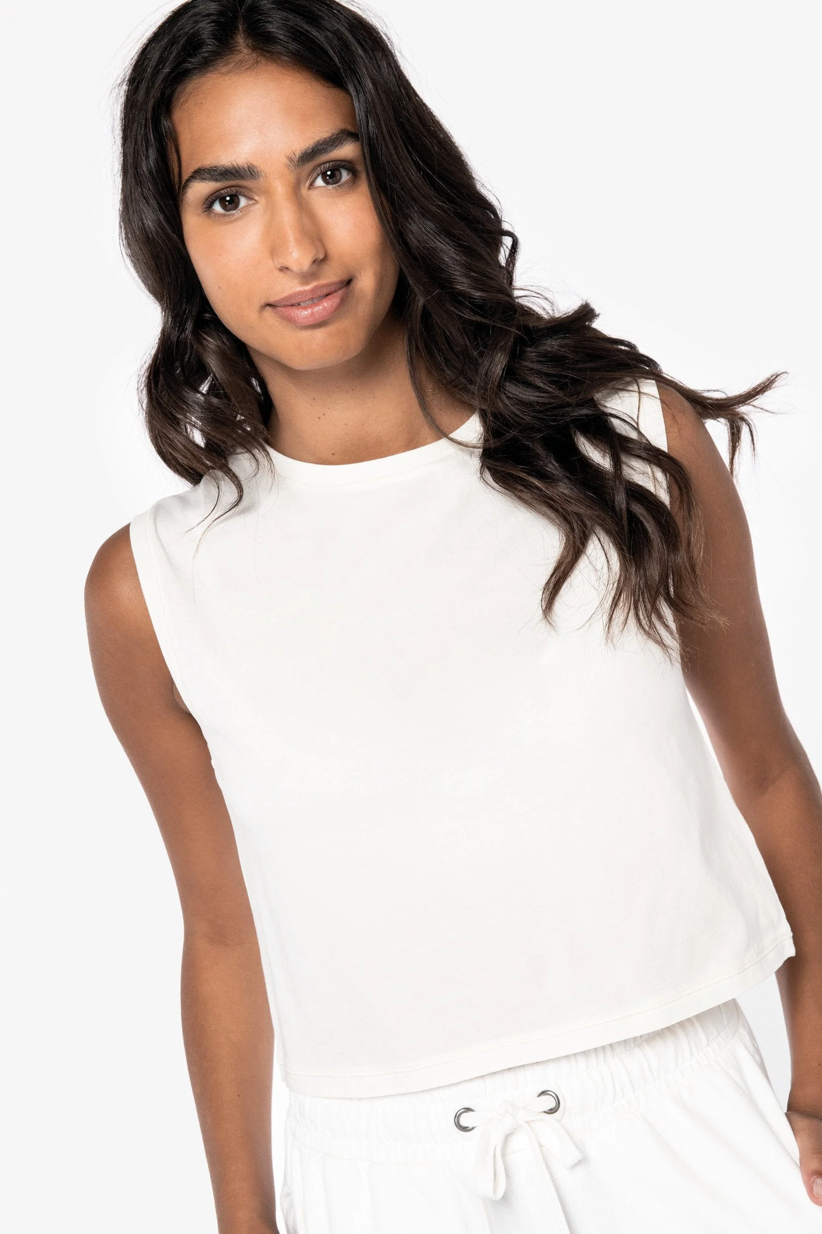 Organic Faded Cropped Tank Top: Womens - Image 6
