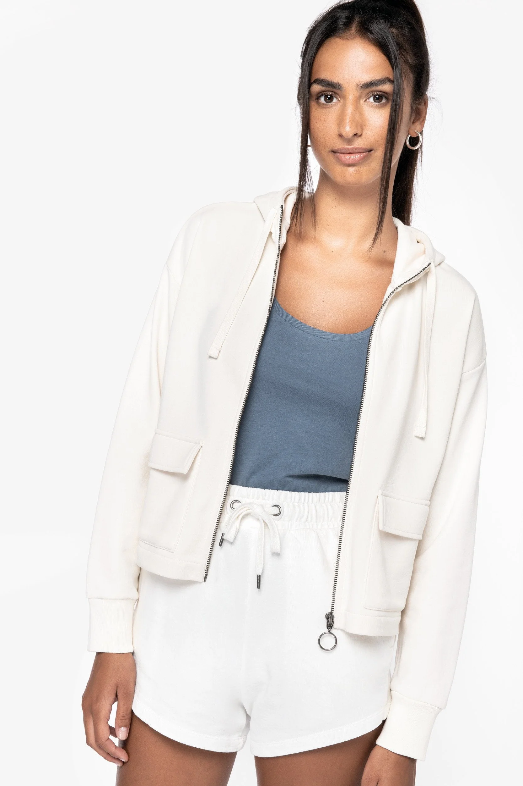 Organic Full Zip Hooded Sweatshirt: Womens - Image 4