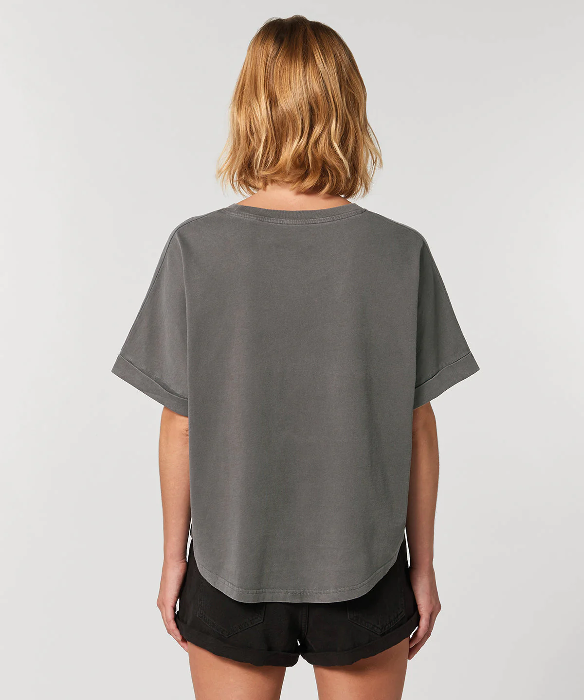 Organic Garment Dyed Roll Sleeve T-shirt: Womens - Image 5
