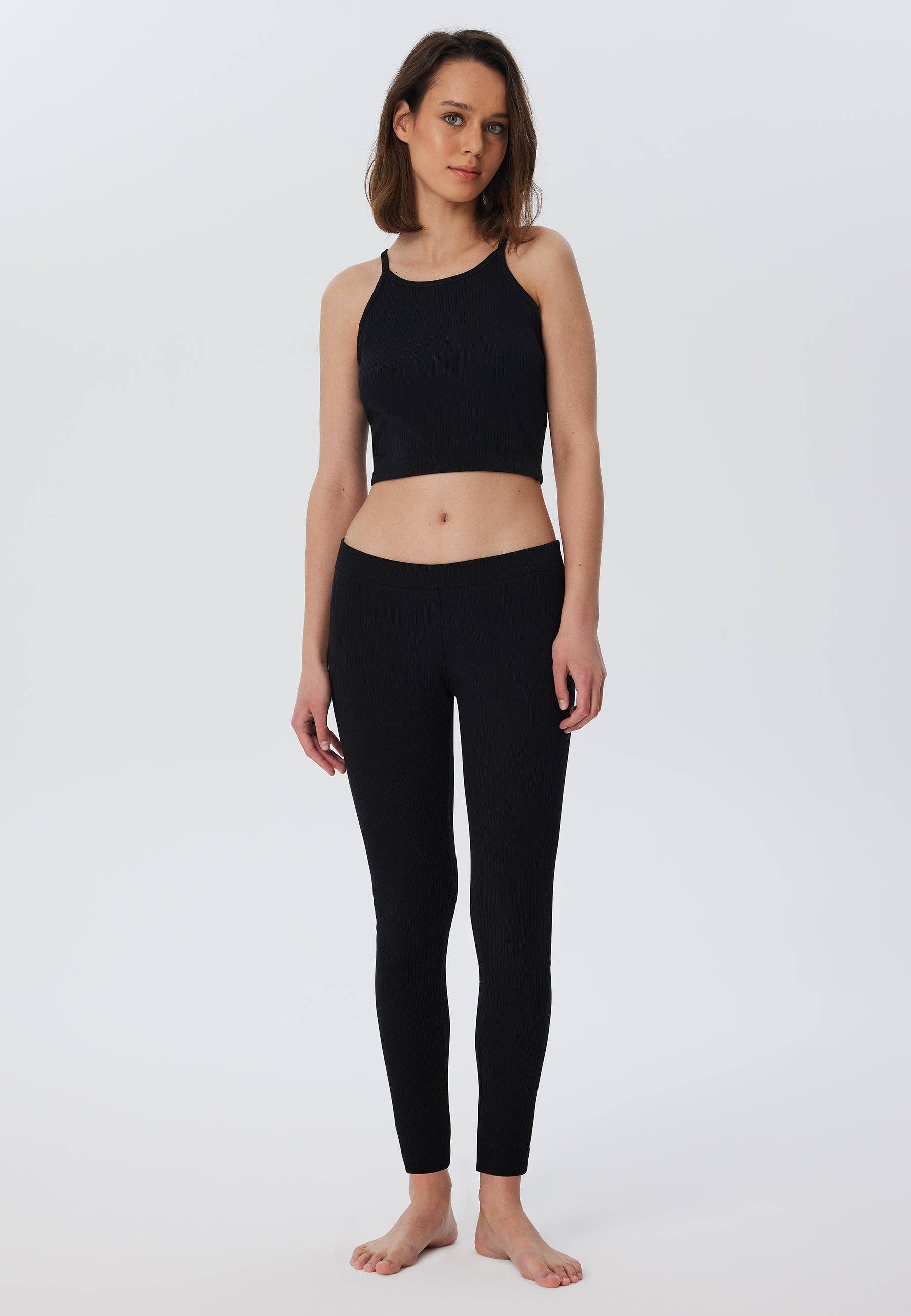 Organic Ribbed Crop Top with Spaghetti Straps: Womens - Image 15