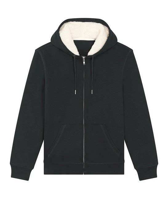 Organic Sherpa Zipped Hooded Sweatshirt: Unisex - Image 5