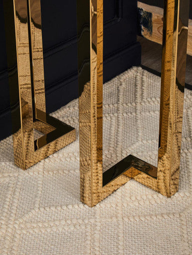 Grey Glass Top Console Table with Warm Gold Stainless Steel Frame, Oria - Image 7