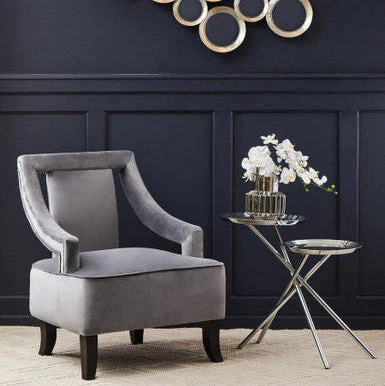 Silver Staggered Mirrored Tops End Table with Chrome Cross Leg Frame, Oria - Image 3
