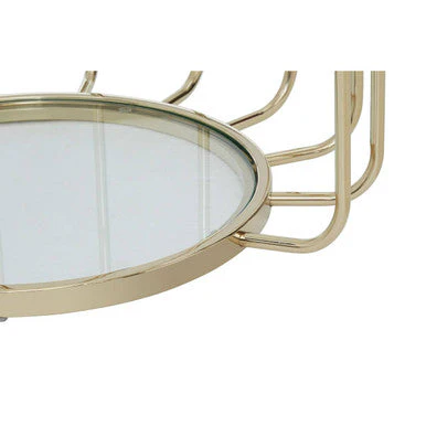 Gold Finish Metallic Frame Side Table with Tempered Glass Top, Oria - Image 9