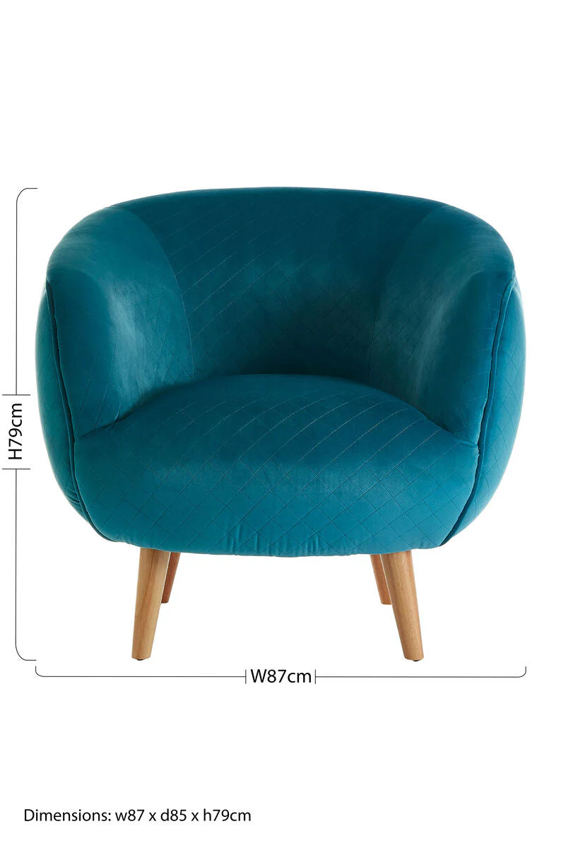 Oscar Teal Fabric Curved Lounge Chair - Image 8
