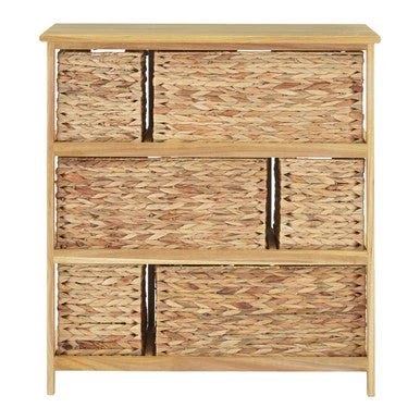 Padstow Storage Unit with 6 Water Hyacinth Drawers - Image 4