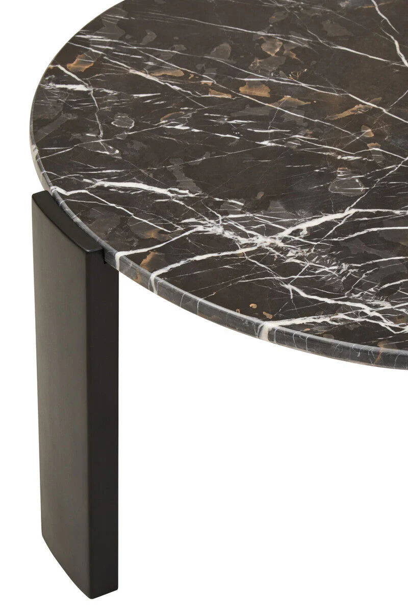 Black Round Marble Top Large Coffee Table with Black Acacia Legs, Palermo - Image 16