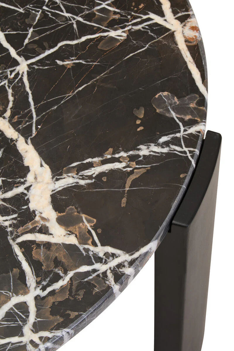 Black Round Marble Top Large Coffee Table with Black Acacia Legs, Palermo - Image 18