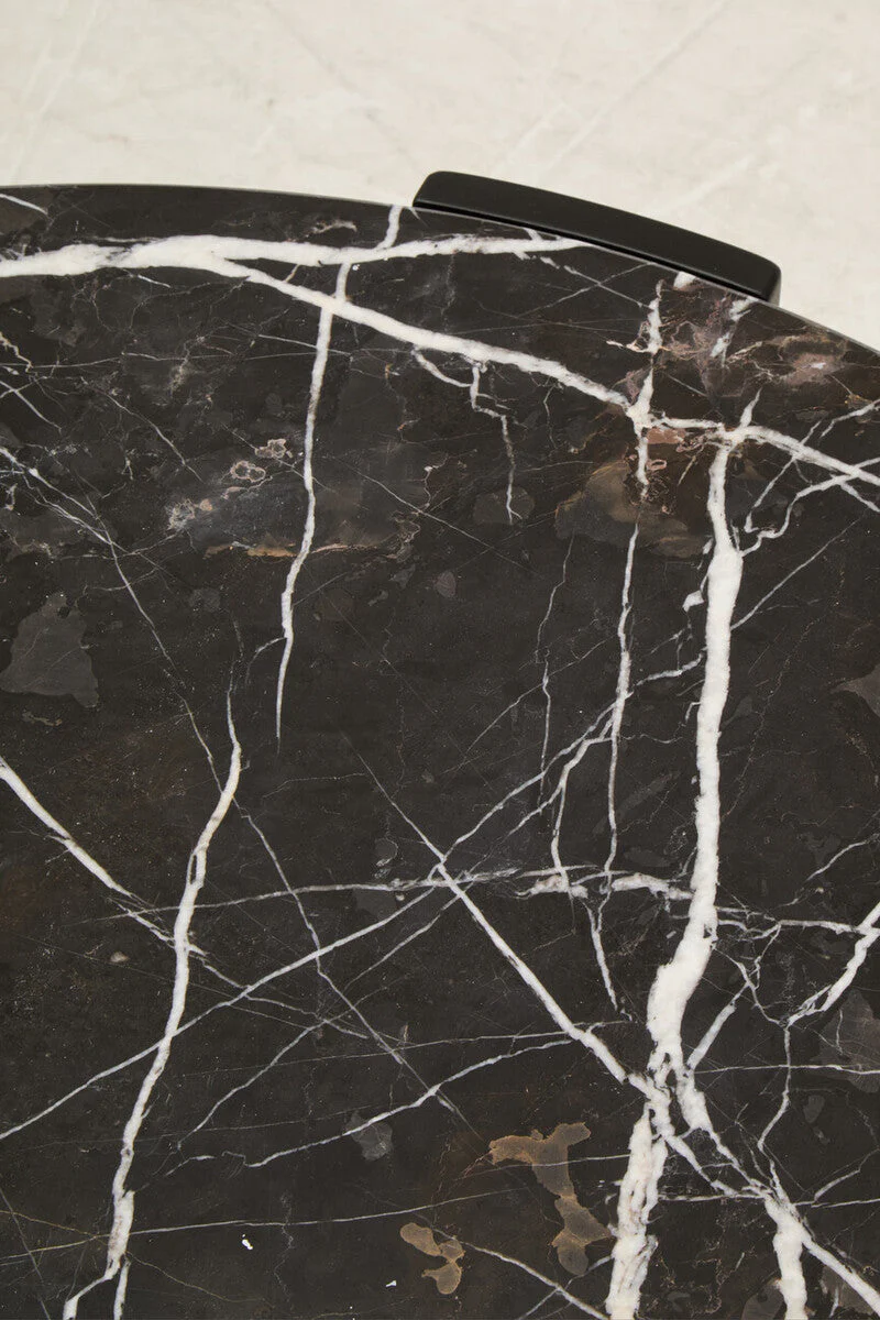 Black Round Marble Top Large Coffee Table with Black Acacia Legs, Palermo - Image 19