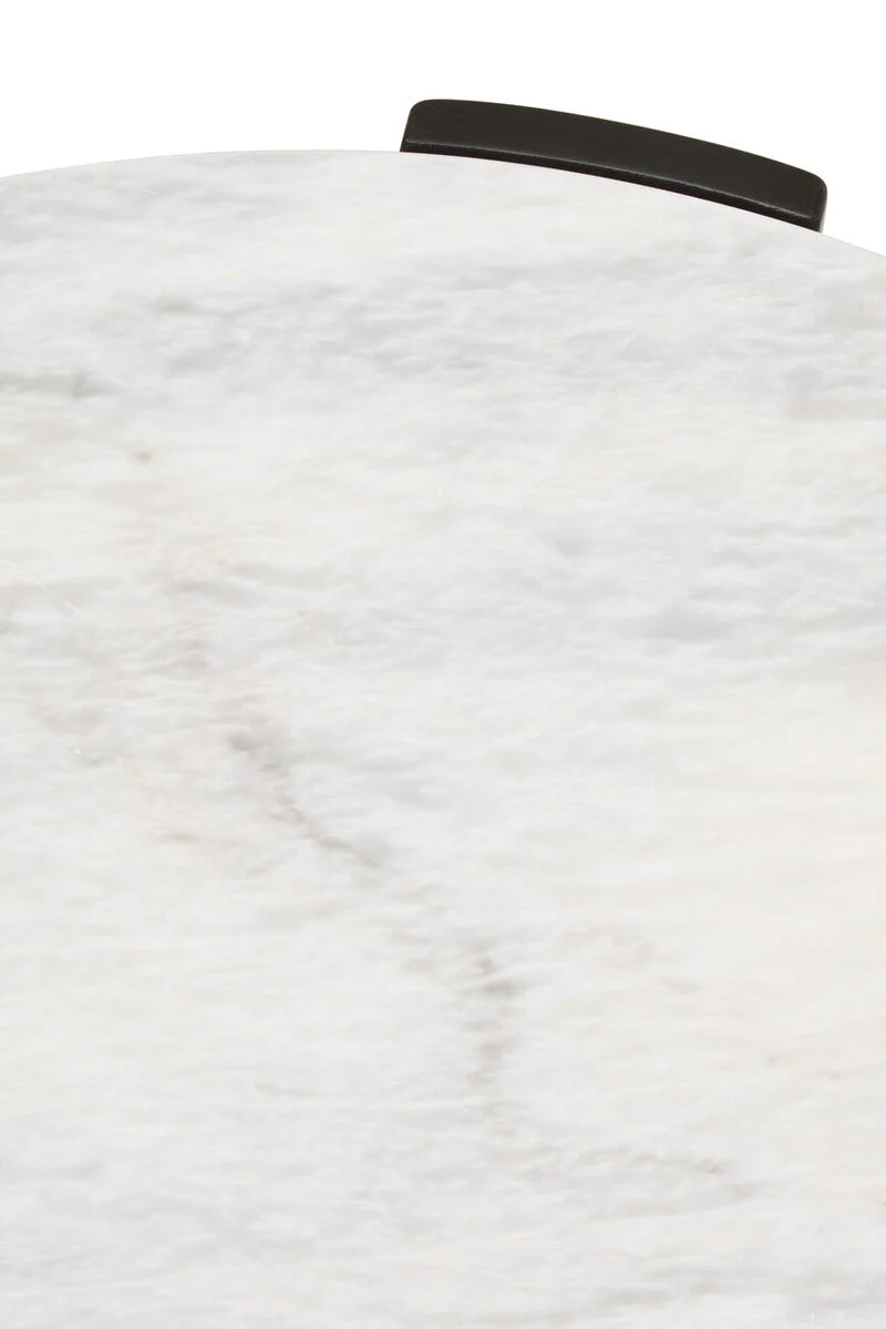 White Round Marble Top Small Coffee Table with Black Acacia Legs, Palermo - Image 10