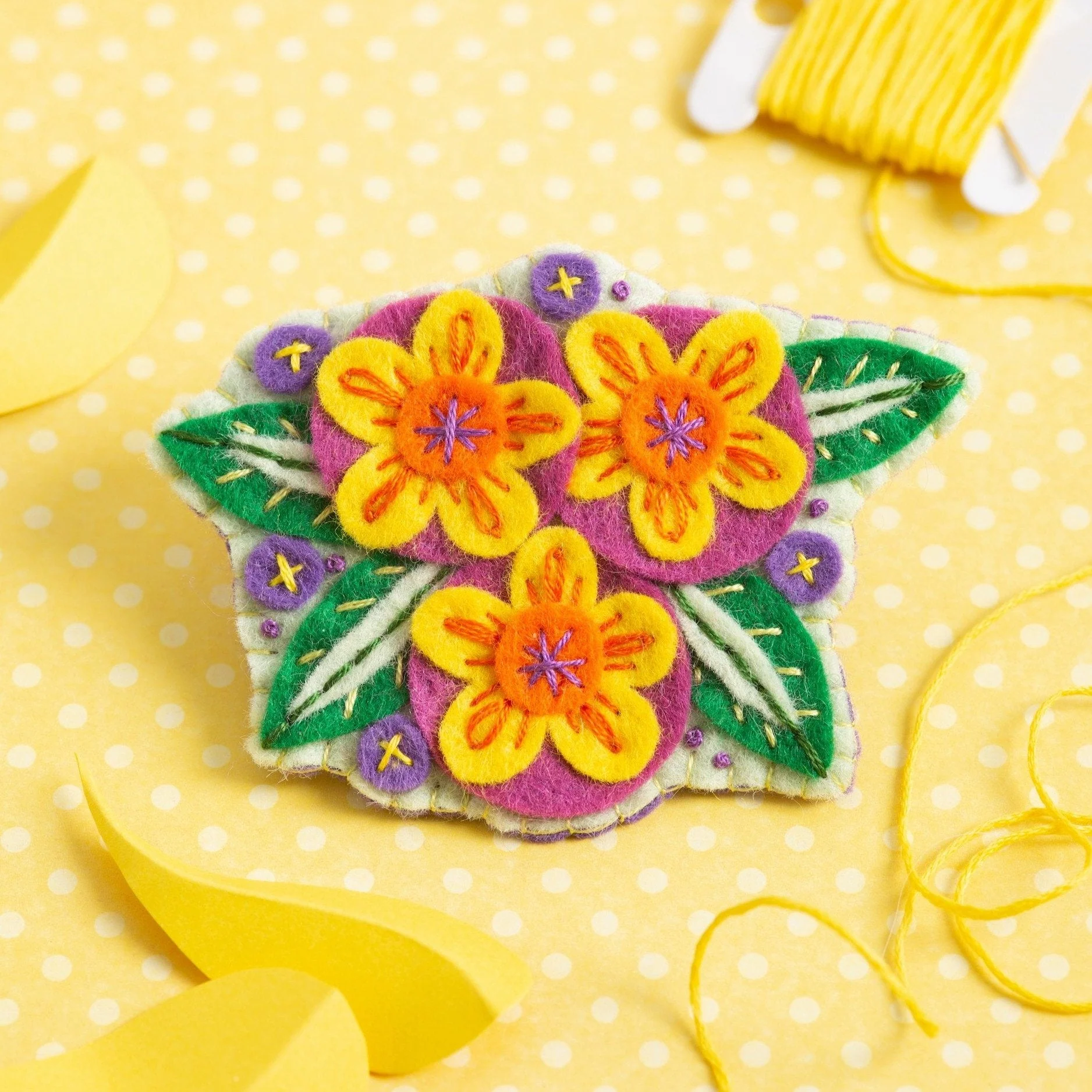 'Penelope' Flower Felt Craft Brooch Kit for Beginners - Image 5