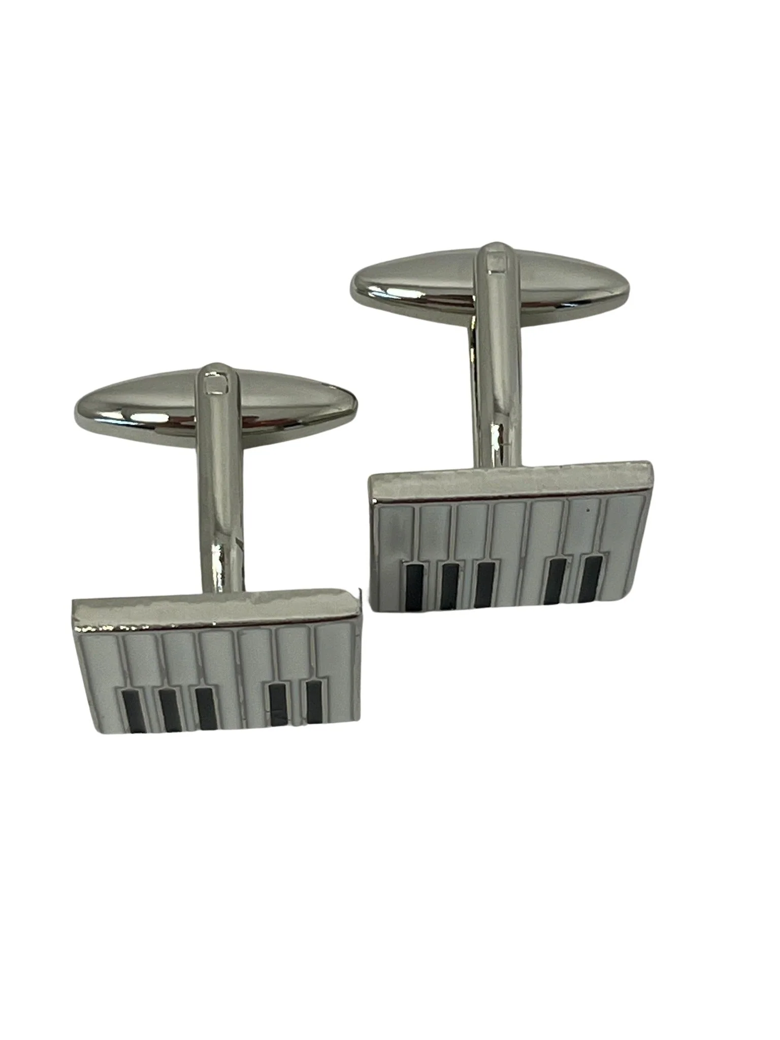 piano keys silver style cufflinks - Image 2