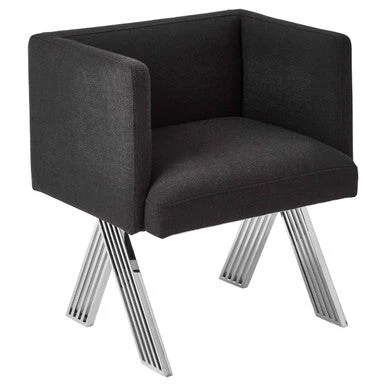 Piermount Black Dining Chair with Silver Legs - Image 4