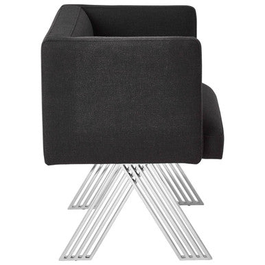 Piermount Black Dining Chair with Silver Legs - Image 5