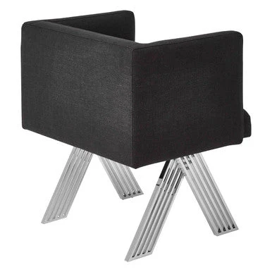 Piermount Black Dining Chair with Silver Legs - Image 6