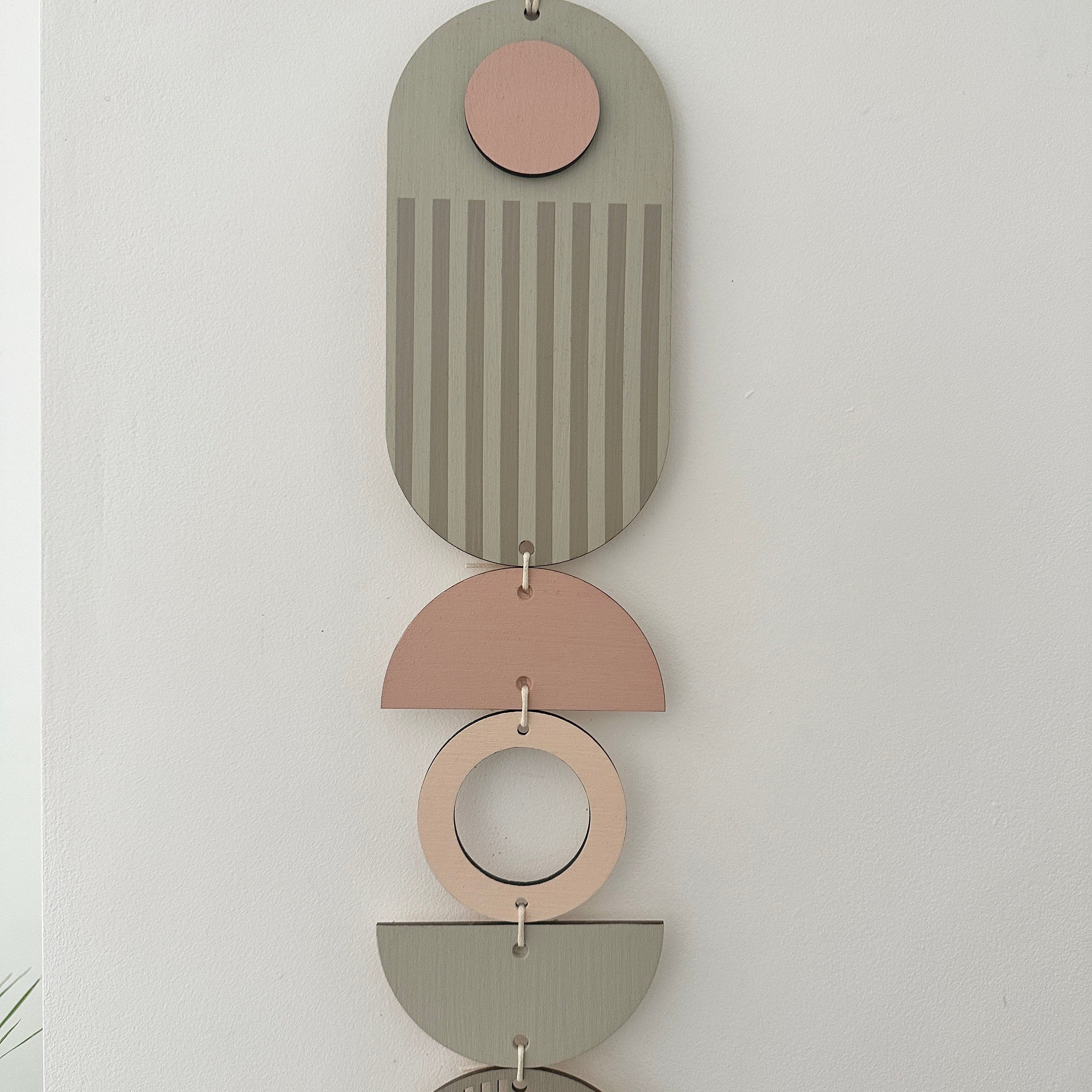 Pink and Grey Wall Hanging - Soft Pink Decor - Muted Pink Wall Decor - Slim Long Art - Thin Wall Hanging - New Home Gift - Pink Wall Art - Image 3