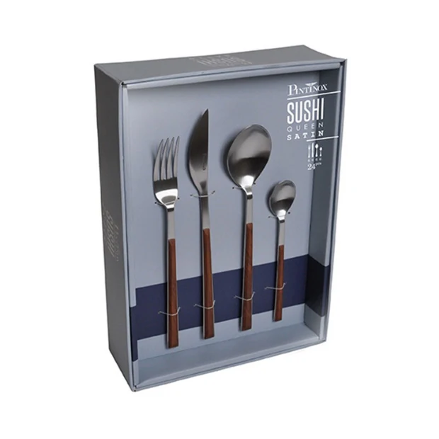 Pintinox Sushi Mahogany Cutlery Set - 24 Piece - Image 3