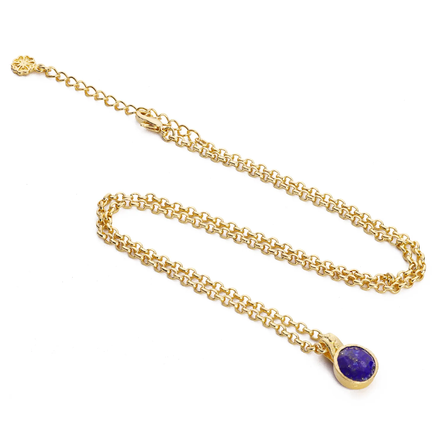 [PRE-ORDER] Charis Round Gemstone Necklace Lapis - Image 2