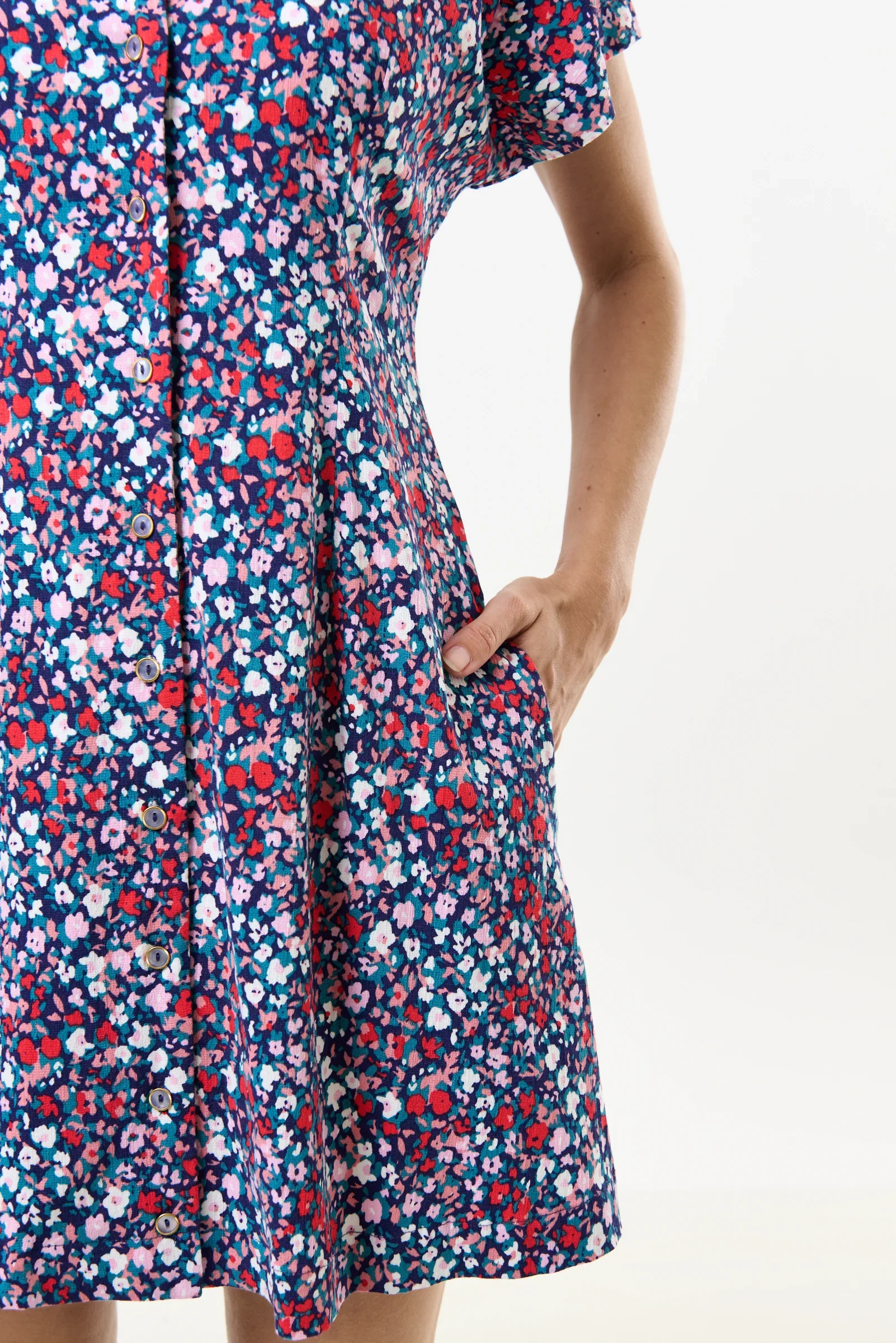 Prudence Tutti Frutti Print Laced Back Mini Dress - Image 3