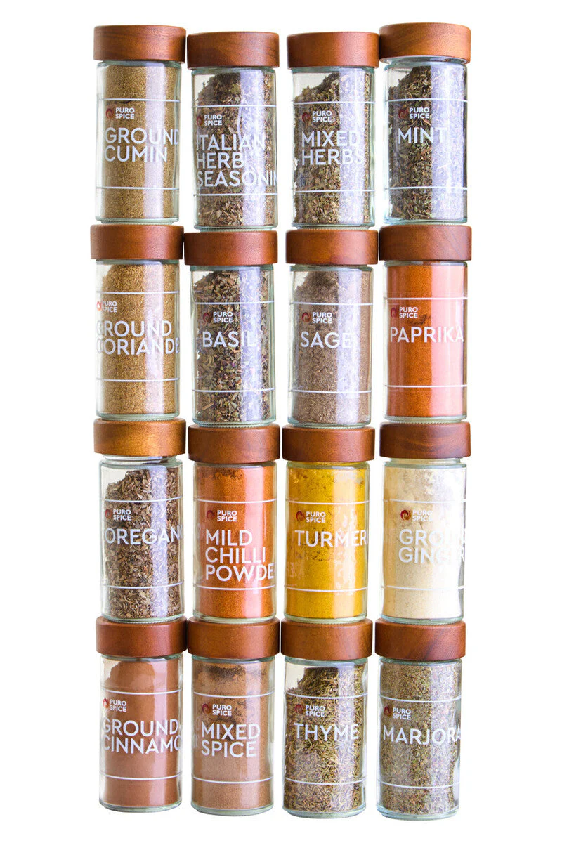 Puro Acacia Wood Revolving Spice Rack with 16 Jars - Image 4