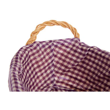 Orla Purple Gingham Lining Oblong Willow Bread Basket - Image 4