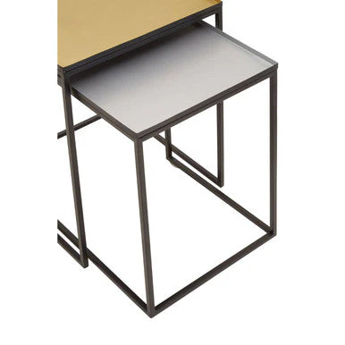 Gold and Silver Set of 2 Nesting Side Table with Multi-Size Tabletops, Rabia - Image 10