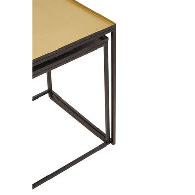 Gold and Silver Set of 2 Nesting Side Table with Multi-Size Tabletops, Rabia - Image 11