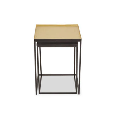 Gold and Silver Set of 2 Nesting Side Table with Multi-Size Tabletops, Rabia - Image 4