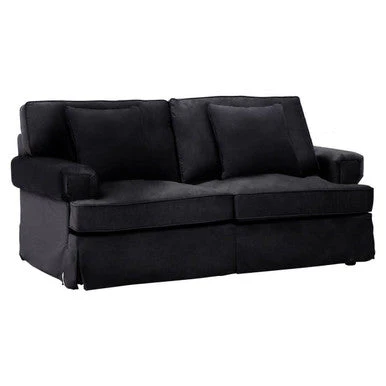 2 Seater Black Velvet Sofa, Ralph - Image 4