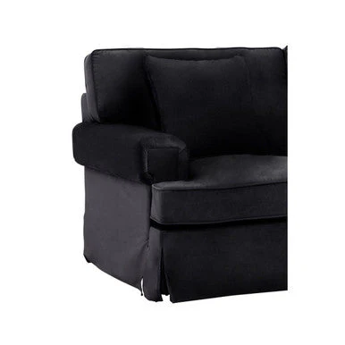 2 Seater Black Velvet Sofa, Ralph - Image 8
