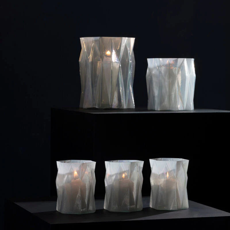 Rambia Large Iridescent Glass Candle Holder - Image 3