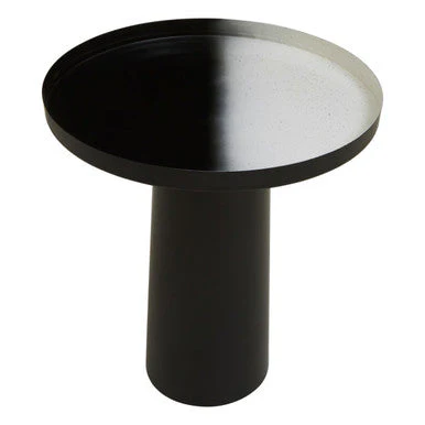 Black and White Round Metal Top Side Table with Black Pedestal Base, Ramus - Image 3