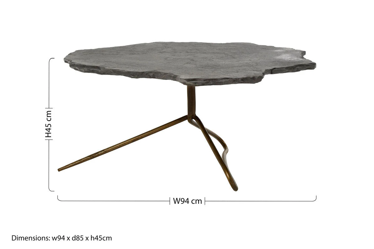 Grey Stone Top Coffee Table with Tripod Geometric Base, Rany - Image 6