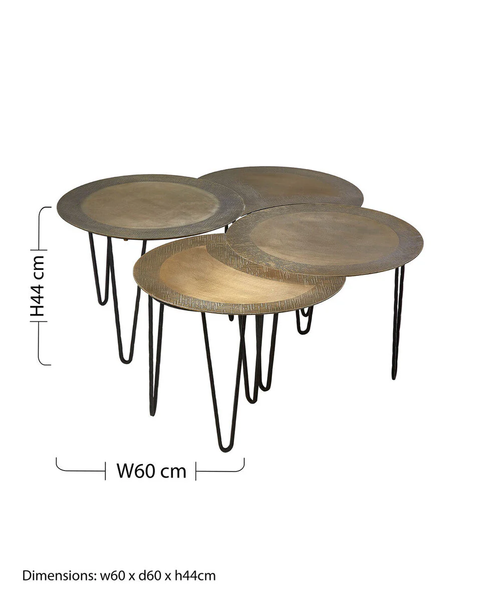 Set of 4 Black and Gold Top Coffee Tables with Iron Hairpin Legs, Rany - Image 12