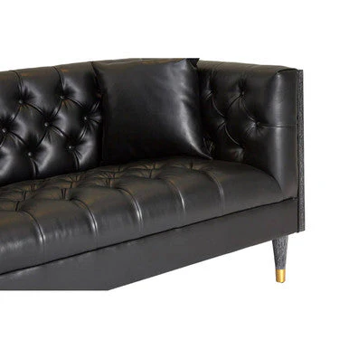 3 Seater Black Faux Leather Sofa, Raven - Image 10