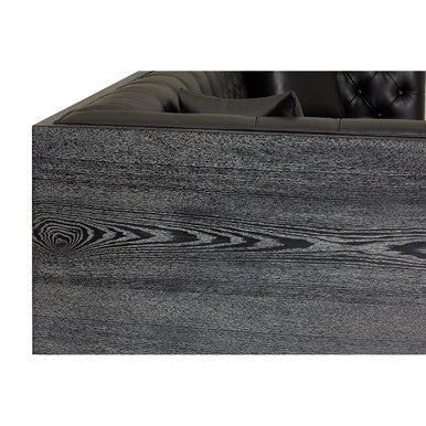 3 Seater Black Faux Leather Sofa, Raven - Image 11