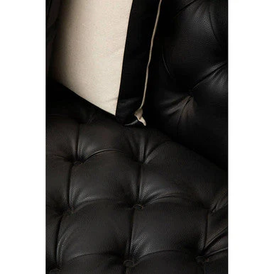 3 Seater Black Faux Leather Sofa, Raven - Image 8