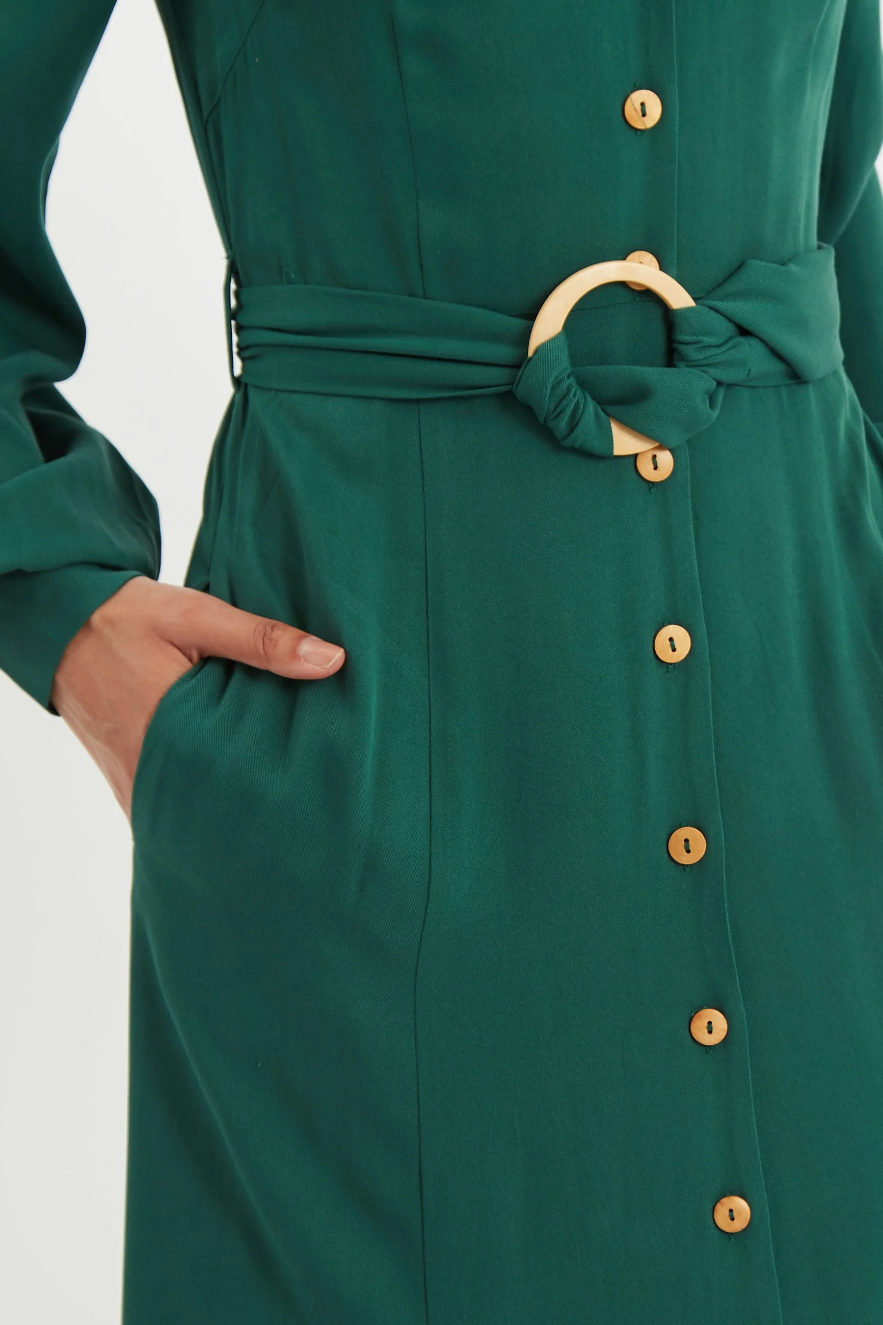 Rebecka Twill Long Sleeve Midi Dress - Image 4