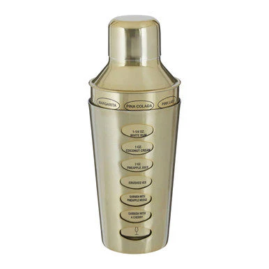 Recipe Brushed Brass Cocktail Shaker - Image 2