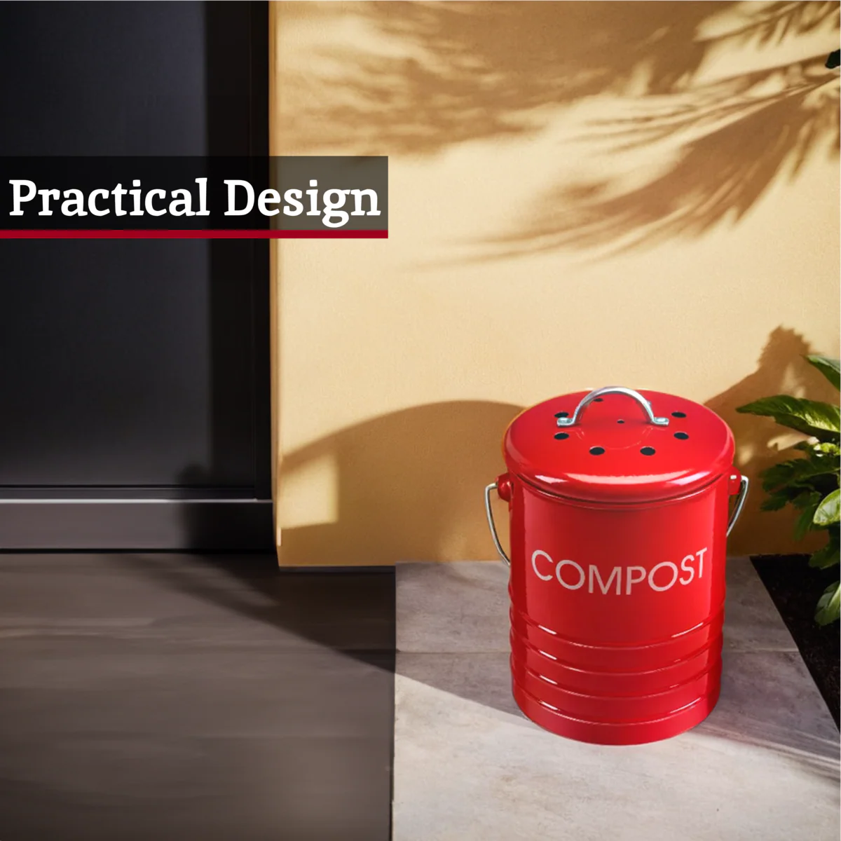 Red Compost Bin With Handle - Image 2