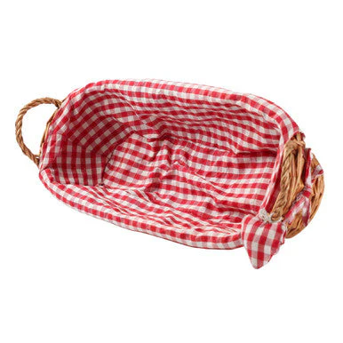 Orla Red Gingham Lining Oblong Willow Bread Basket - Image 4