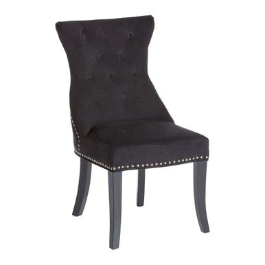 Regents Park Black Cotton Velvet Dining Chair - Image 3
