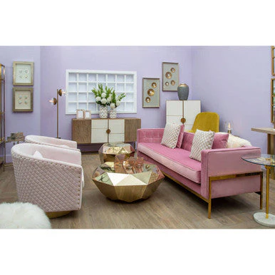 3 Seater Pink Sofa, Rena - Image 7