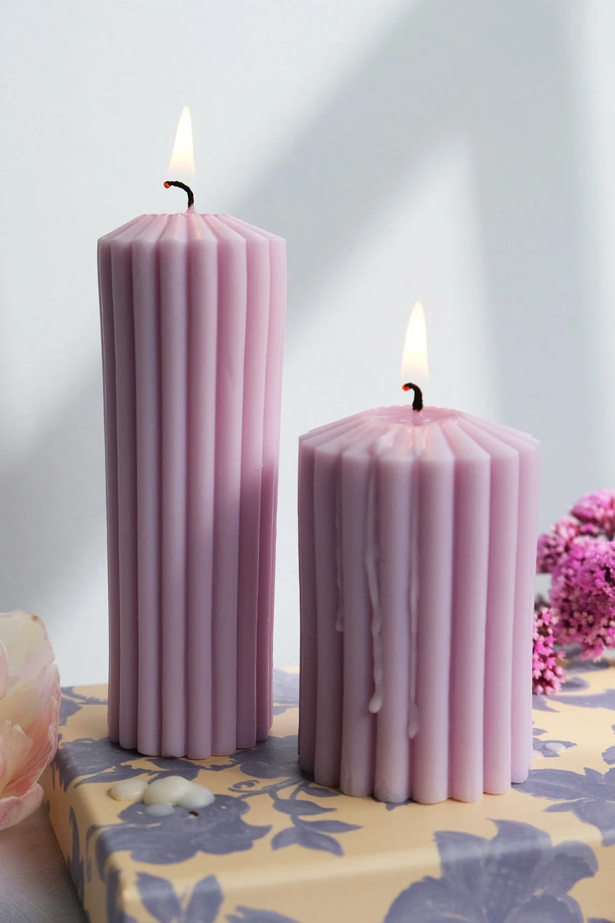 Ribbed Pillar Candle Duo - Image 2