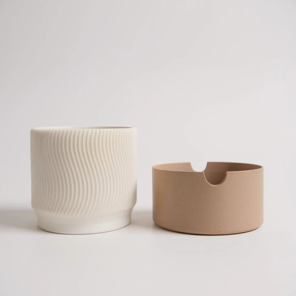 Ribbed Planter Set | 2-Piece Self-Watering Plant Pots | Stylish Home Decor - Image 4
