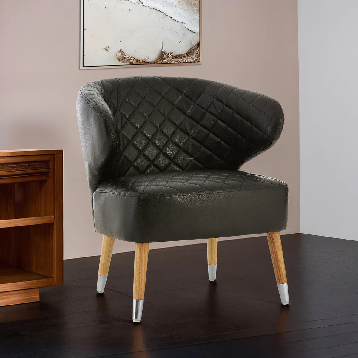 Richy Black Leather Effect Accent Chair - Image 3