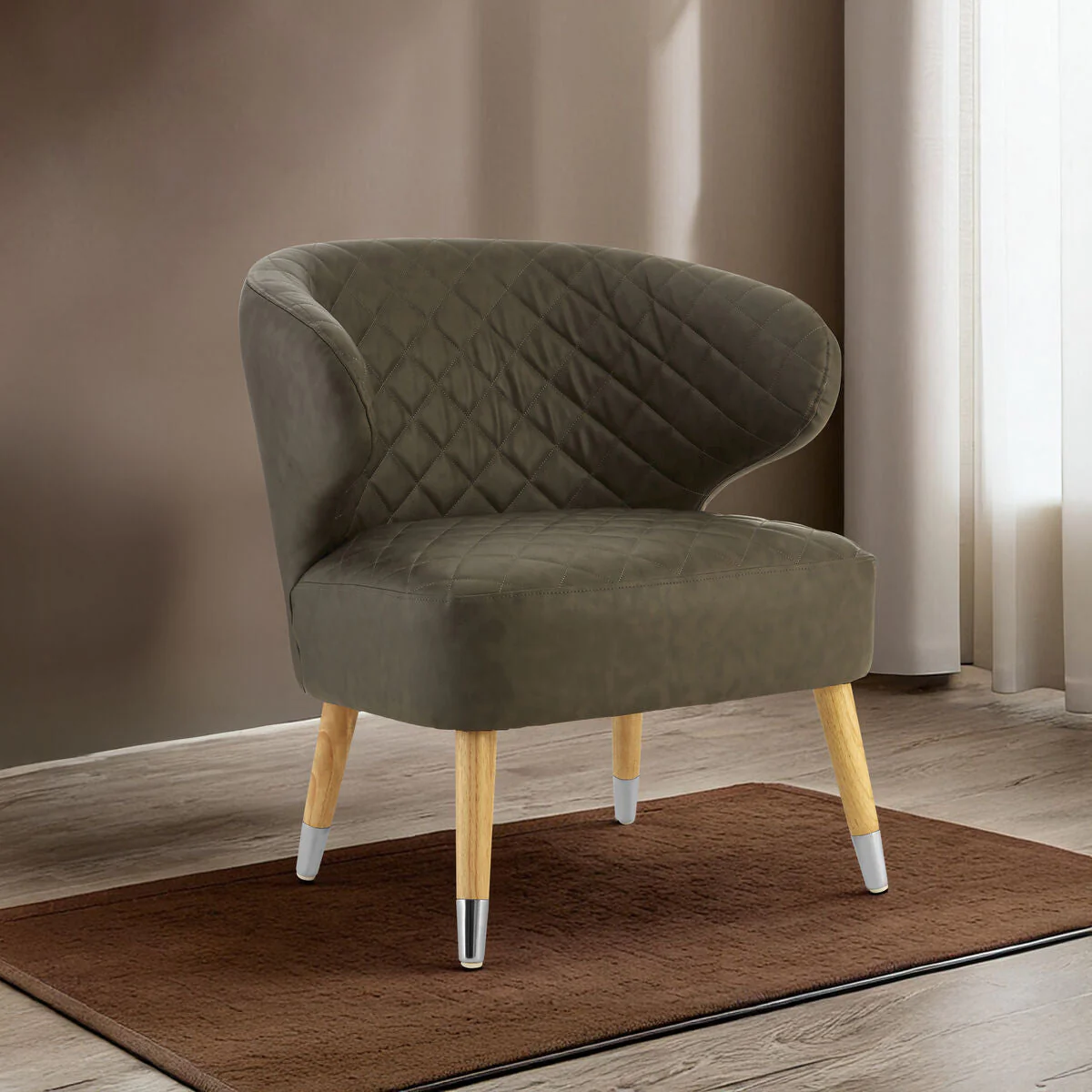 Richy Brown Leather Effect Accent Chair - Image 3