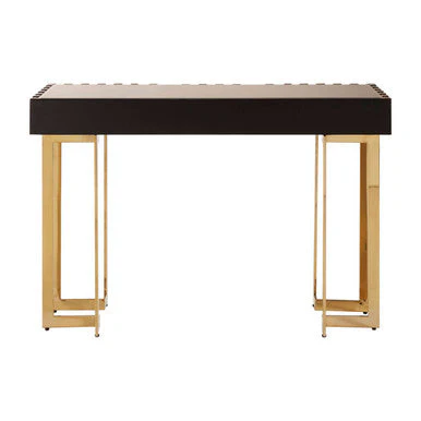 Gold Mirrored Top Console Table with 1 Storage Drawer and Gold Polished Stainless Steel Frame, Rivoli - Image 6