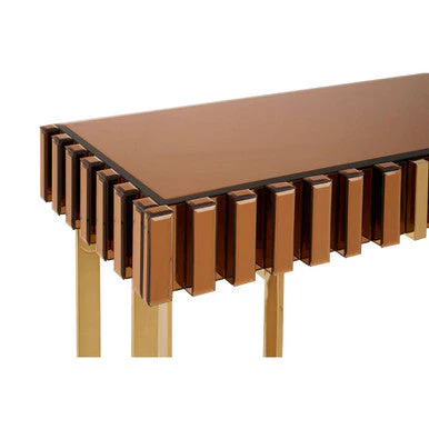 Gold Mirrored Top Console Table with 1 Storage Drawer and Gold Polished Stainless Steel Frame, Rivoli - Image 7