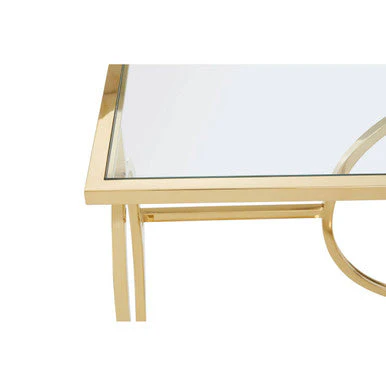Gold Finish Stainless Steel Console Table with Tempered Glass Top, Roena - Image 6